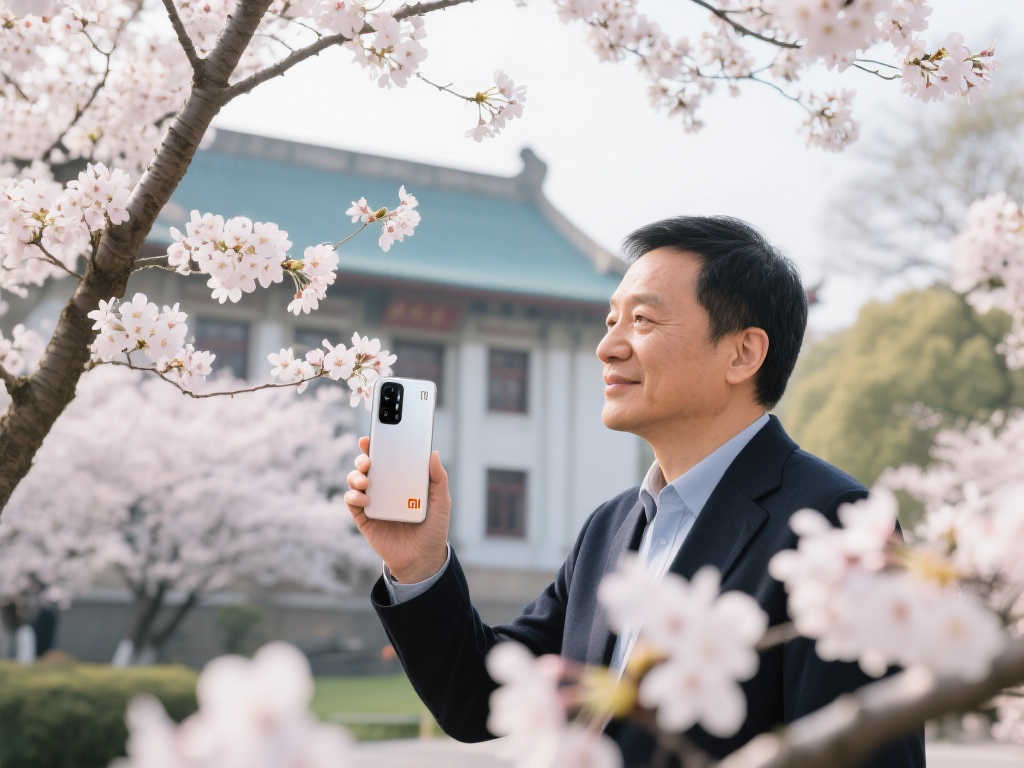 雷军樱花树下展示小米YU7，网友点赞雷总‘最拼老板’！